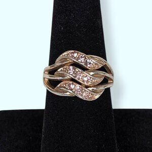 (2/$20) Pink Rhinestone Wave Ring